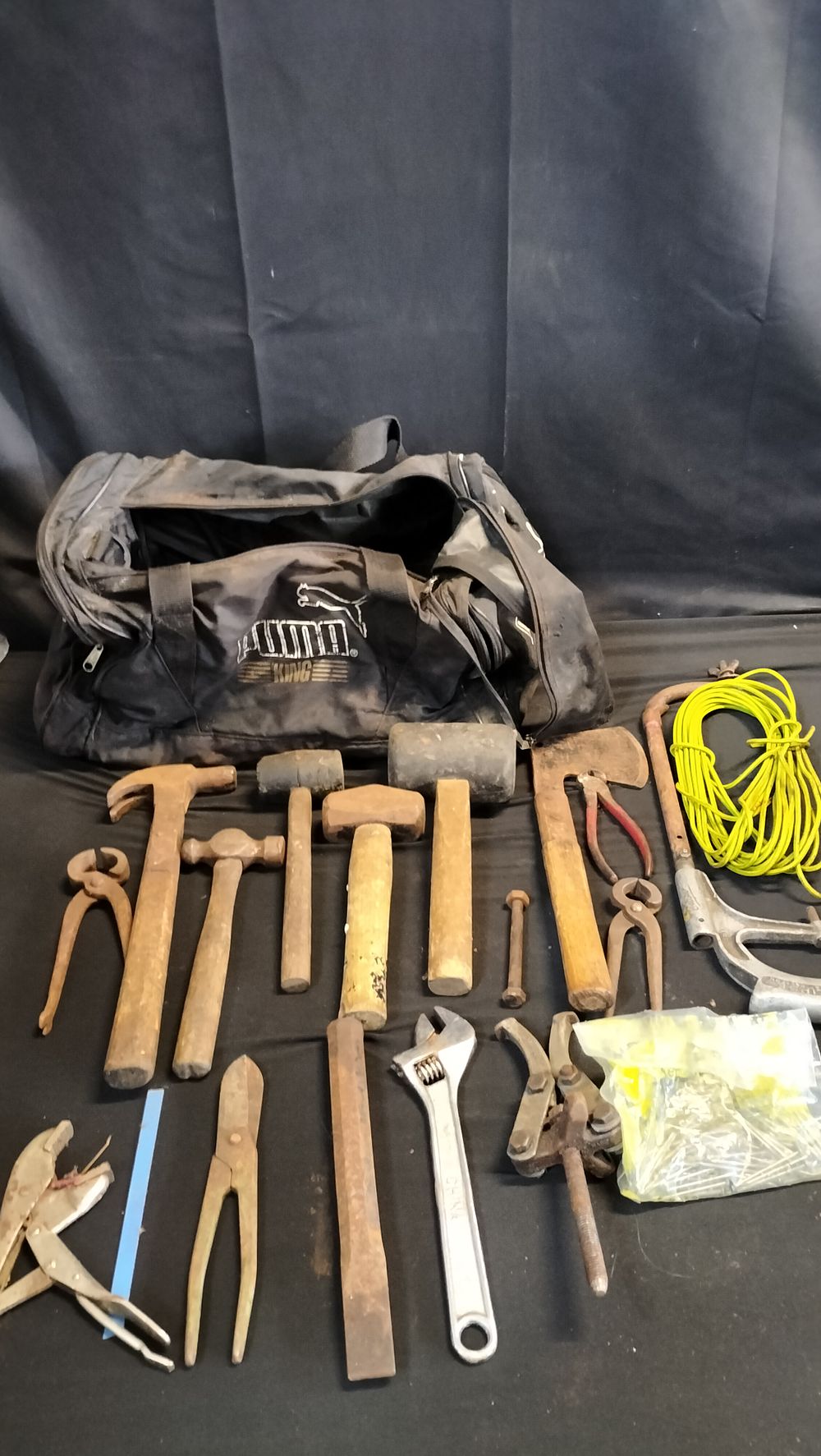 Lot 568: Bag containing Selection of various tools including rubber...