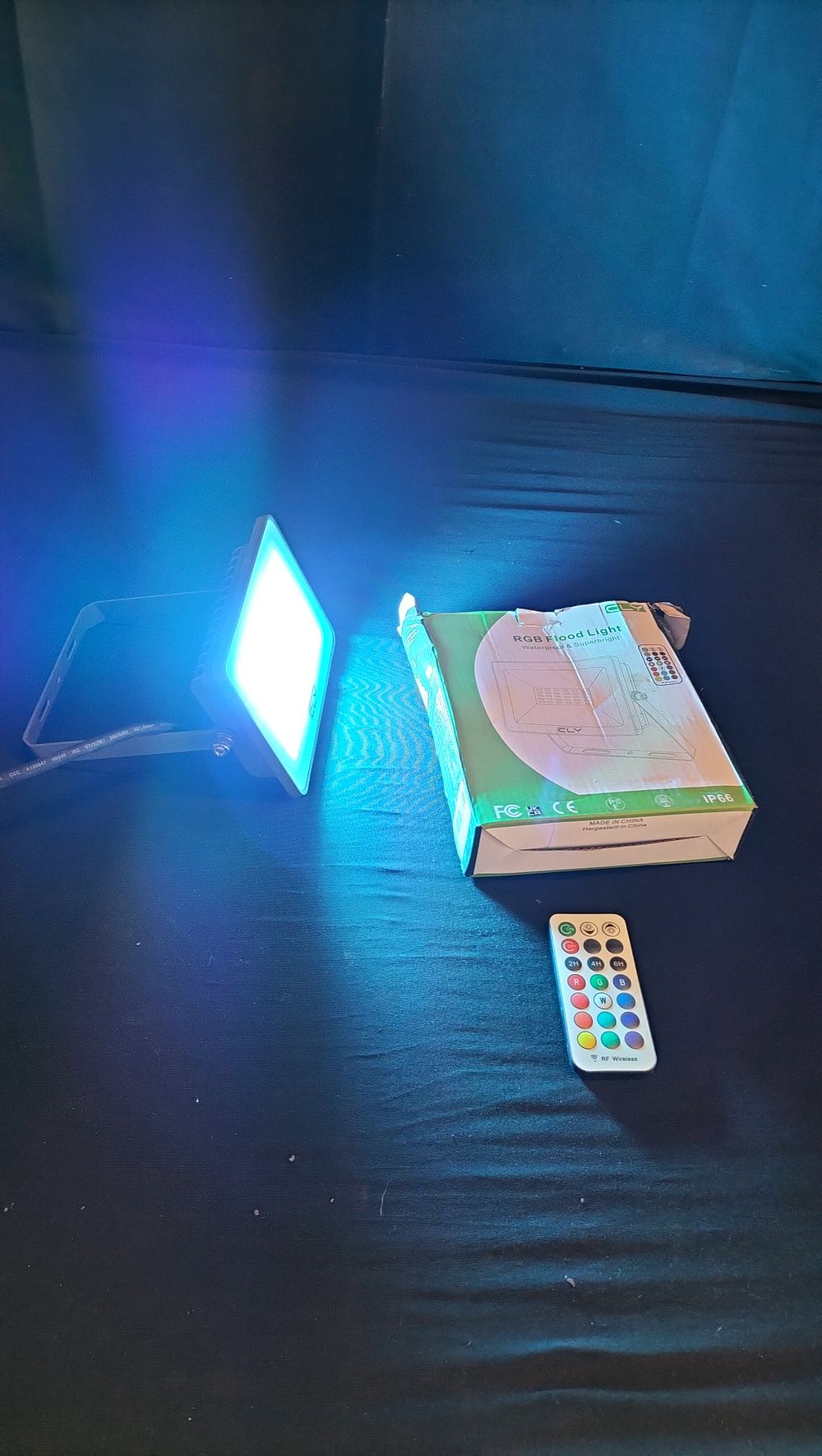 Lot 581: CLY RGB remote control multi coloured floodlight 