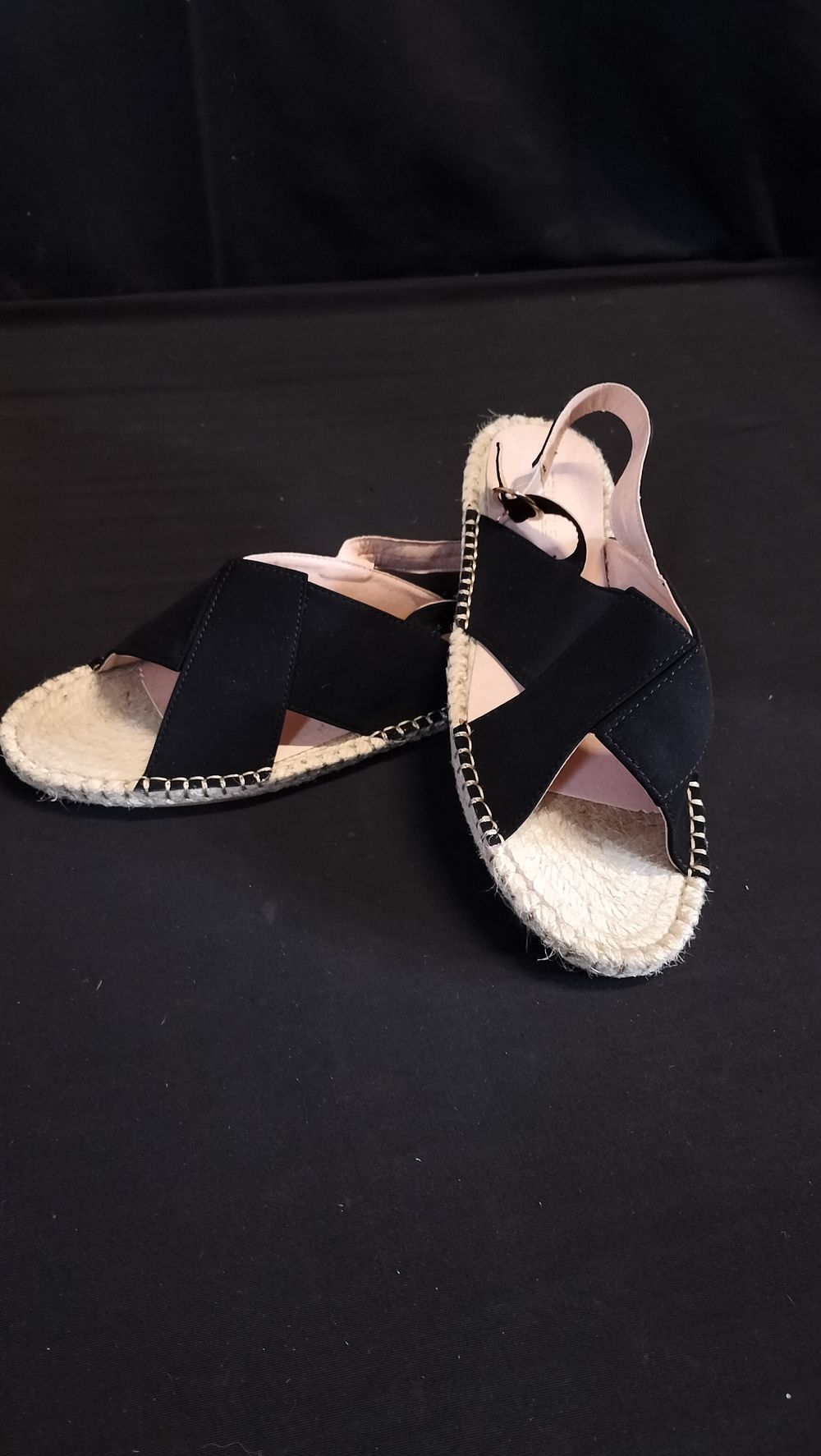 Lot 615: Pair of Truffle Collection espadrille black sandals size...