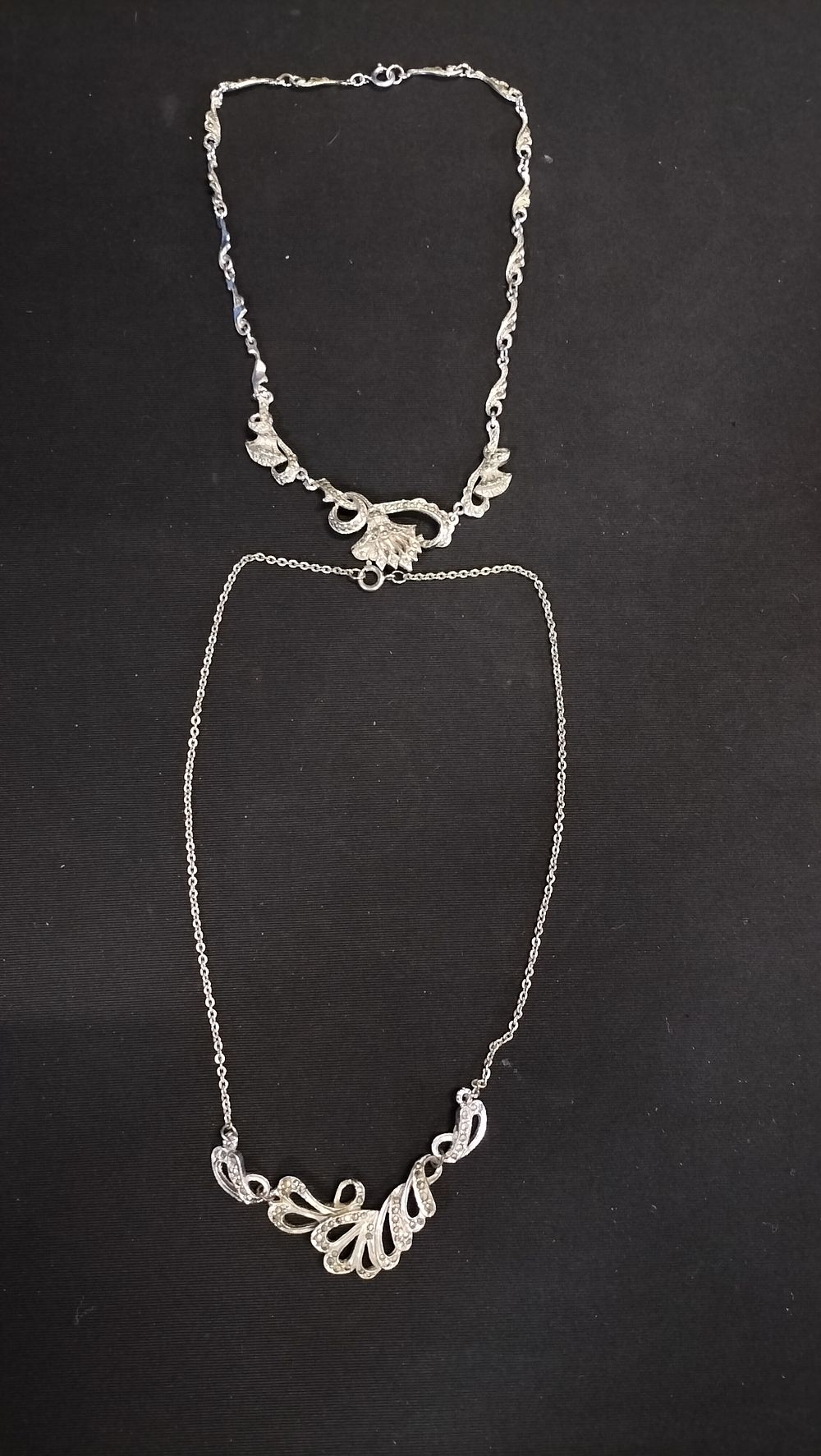 Lot 695: Two marcasite necklaces