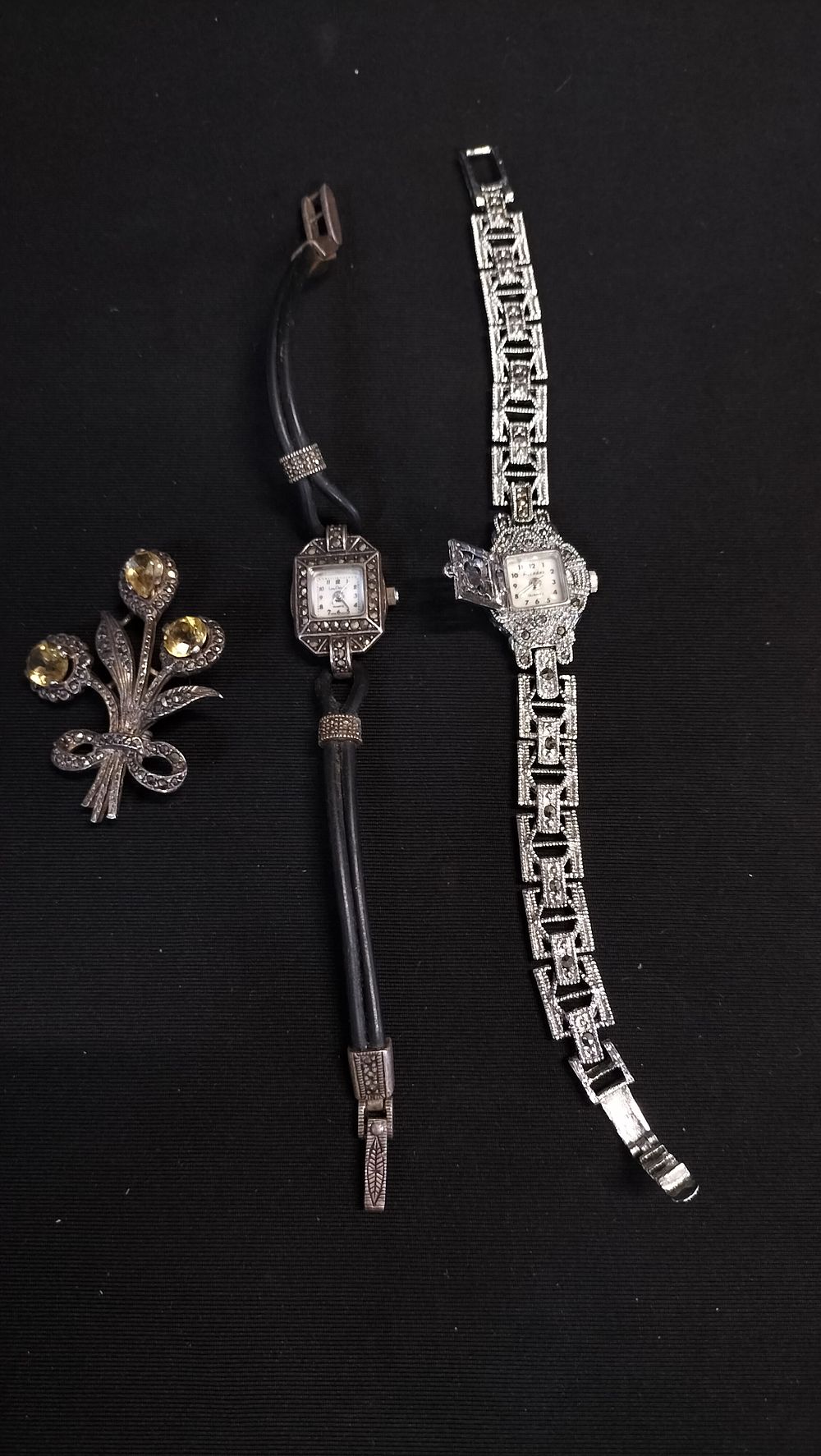 Lot 696: Two marcasite watches one sterling silver and a...