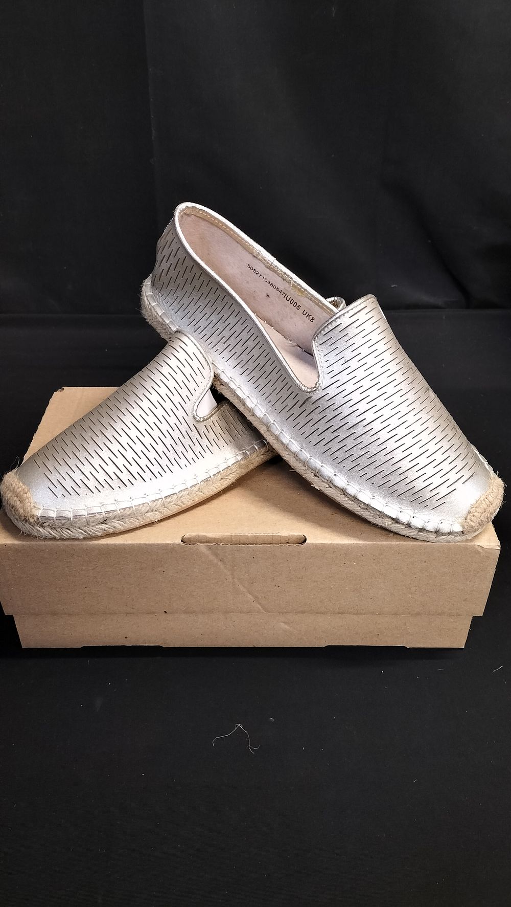 Lot 709: JD Williams Lotus leather slip on espedrille shoes...