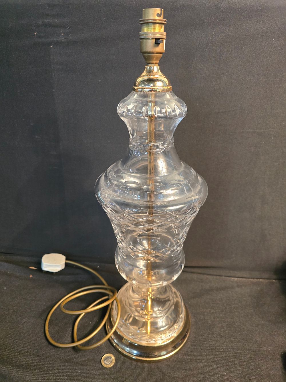 Lot 598: Vinatge brass bassed cut glass side / table...