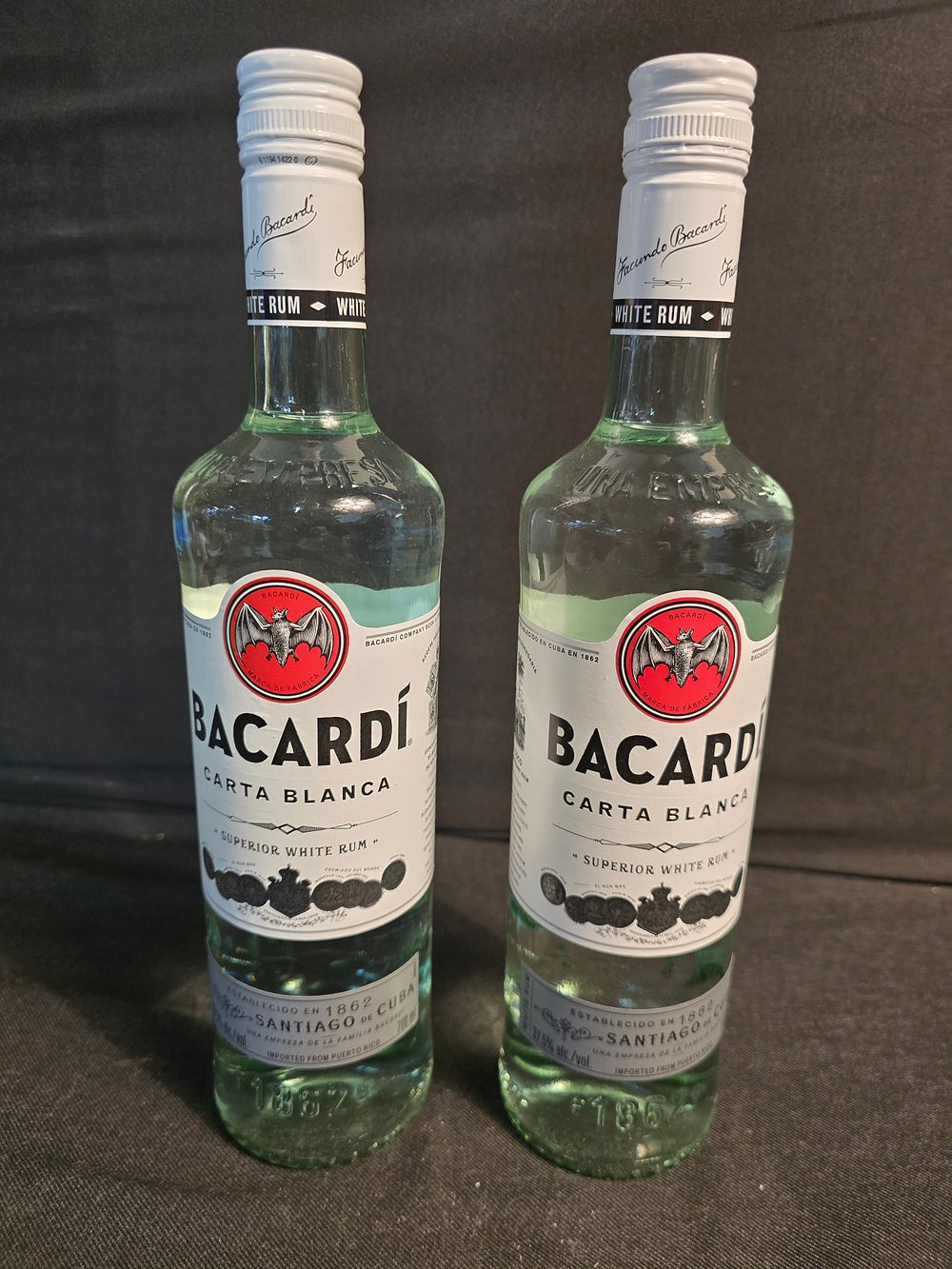Lot 600: Two bottle of unopened Bacardi 700ml