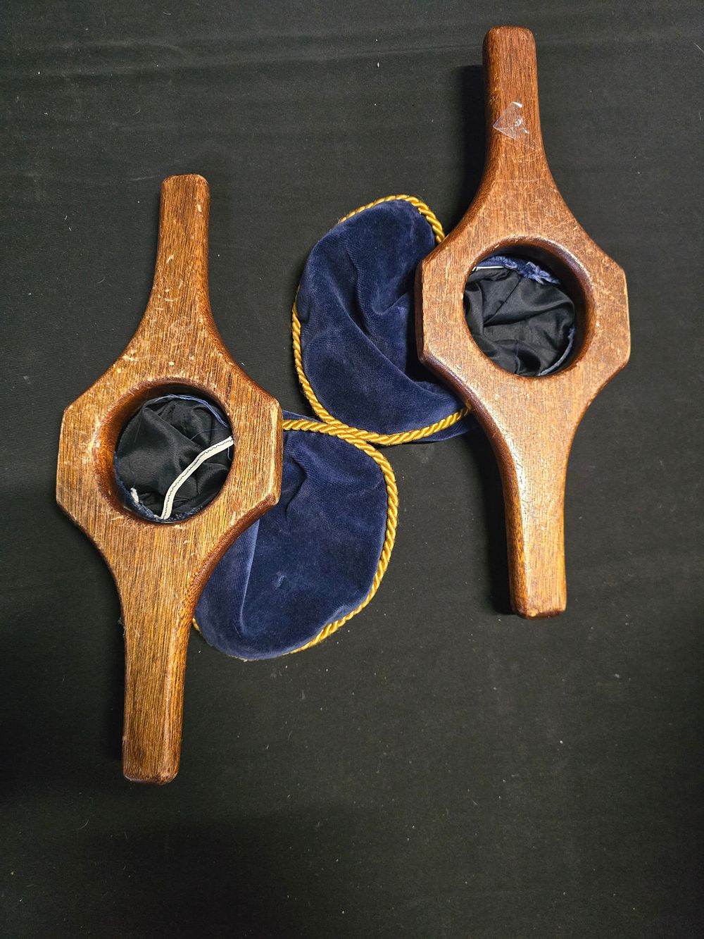 Lot 651: A pair of Religious offering velvet and wooden...