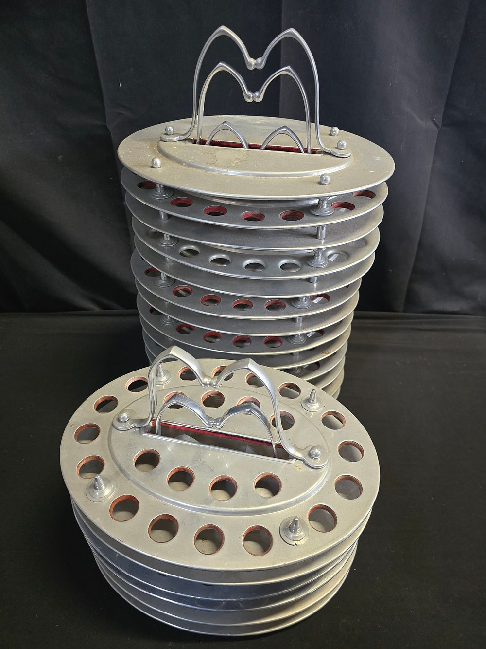 Lot 652: Nine silver plated communion offering trays