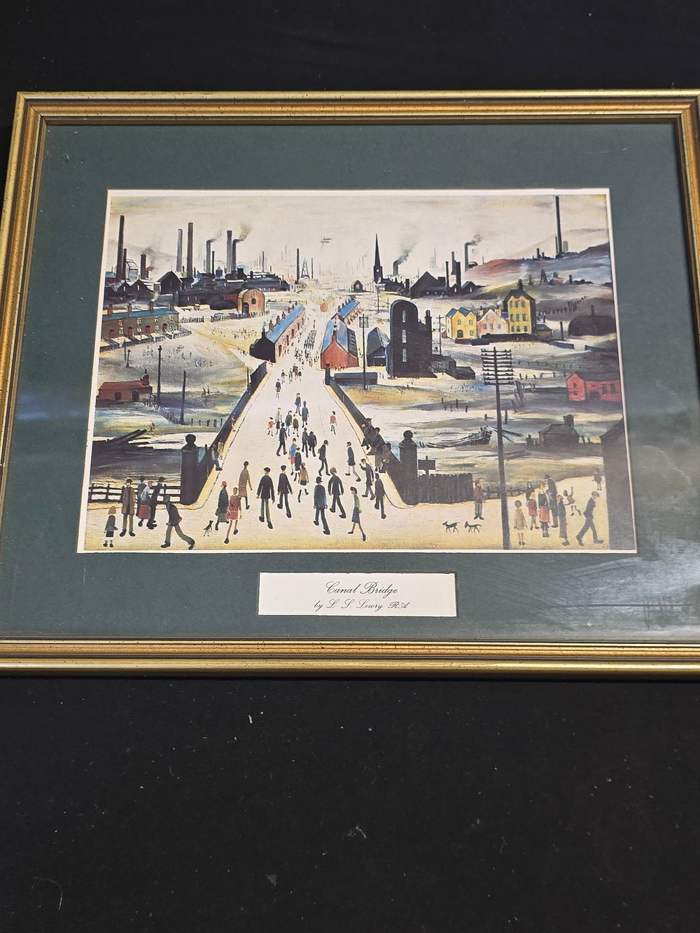 Lot 657: Framed picture print of 'Canal Bridge' by Lowry