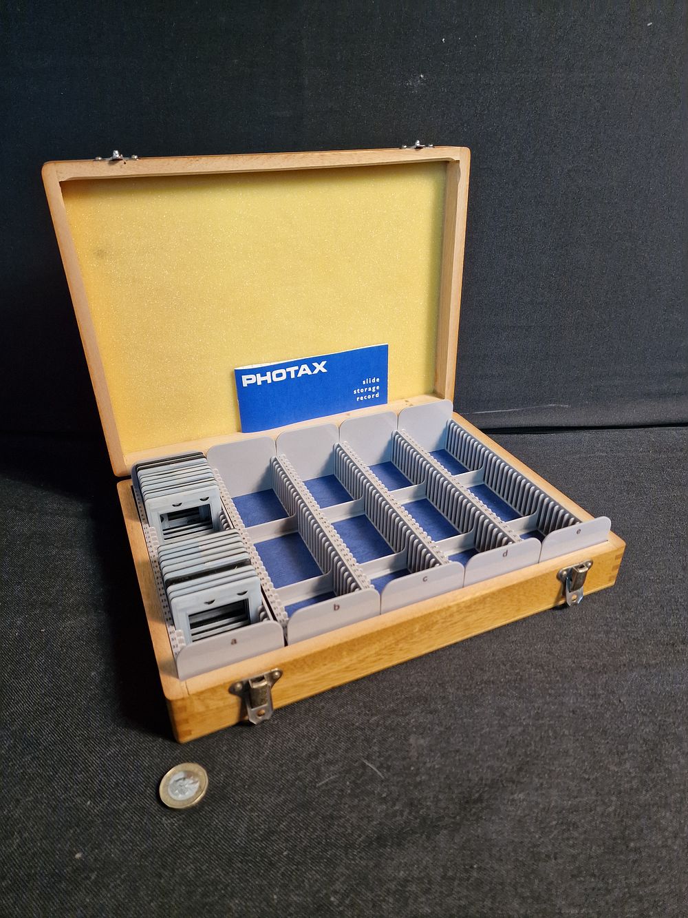Lot 163: Vintage Wooden Slide Storage Record