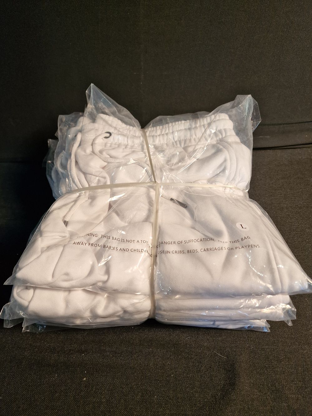 Lot 166: Pack of 5 Brand New White Sweat Shorts Embroidered Different Stands Out Size Large