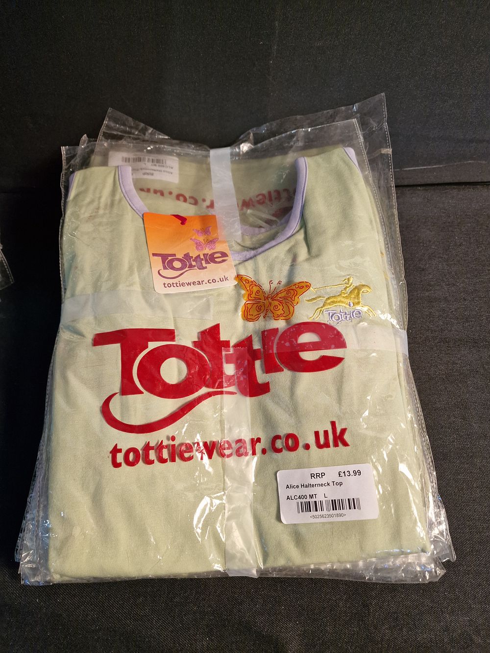 Lot 171: 10 Brand New Tottie Halter Neck Tops in Green/Lilac RRP £13.99 Each Sizes Large & XL