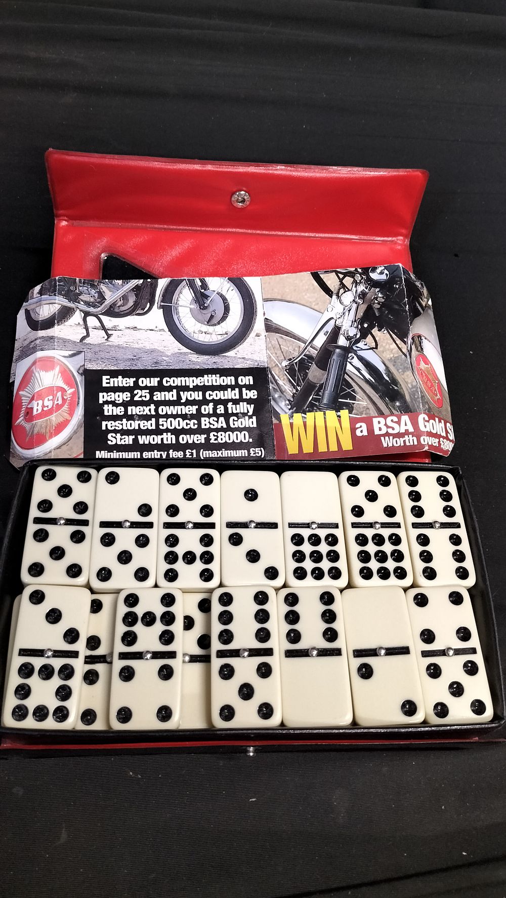 Lot 562: Double Nine Dominoes with metal spinner 