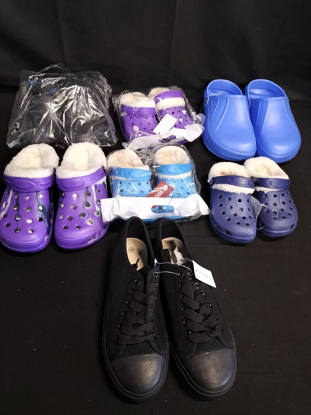 Lot 225: Selection of croc style shoes in various sizes, colours and styles