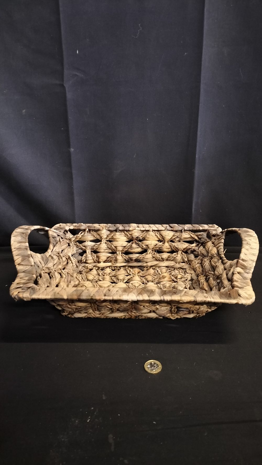 Lot 613: Woven basket with handles 
