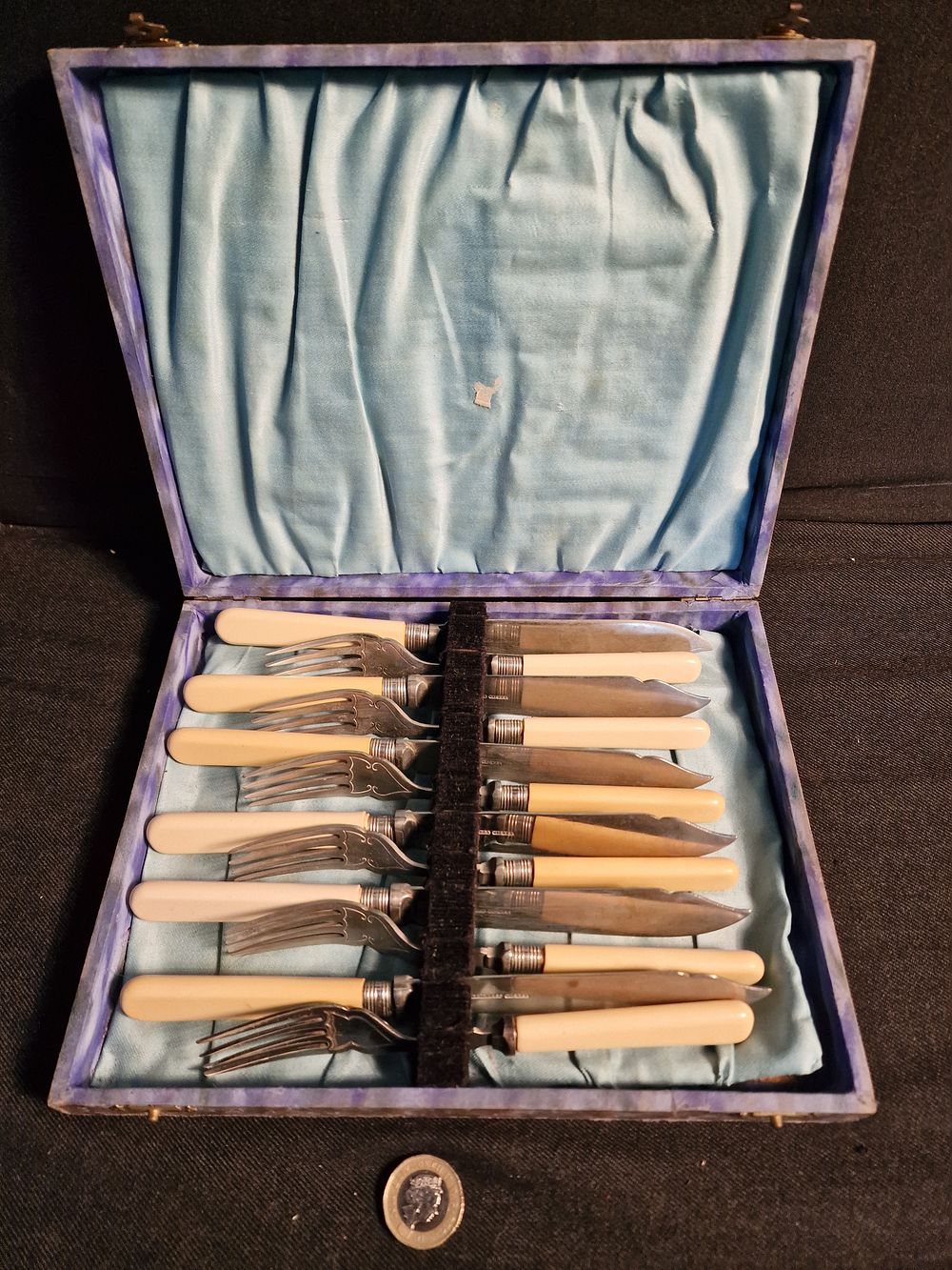 Lot 263: Vintage 12pc Stainless Nickel Cutlery Set