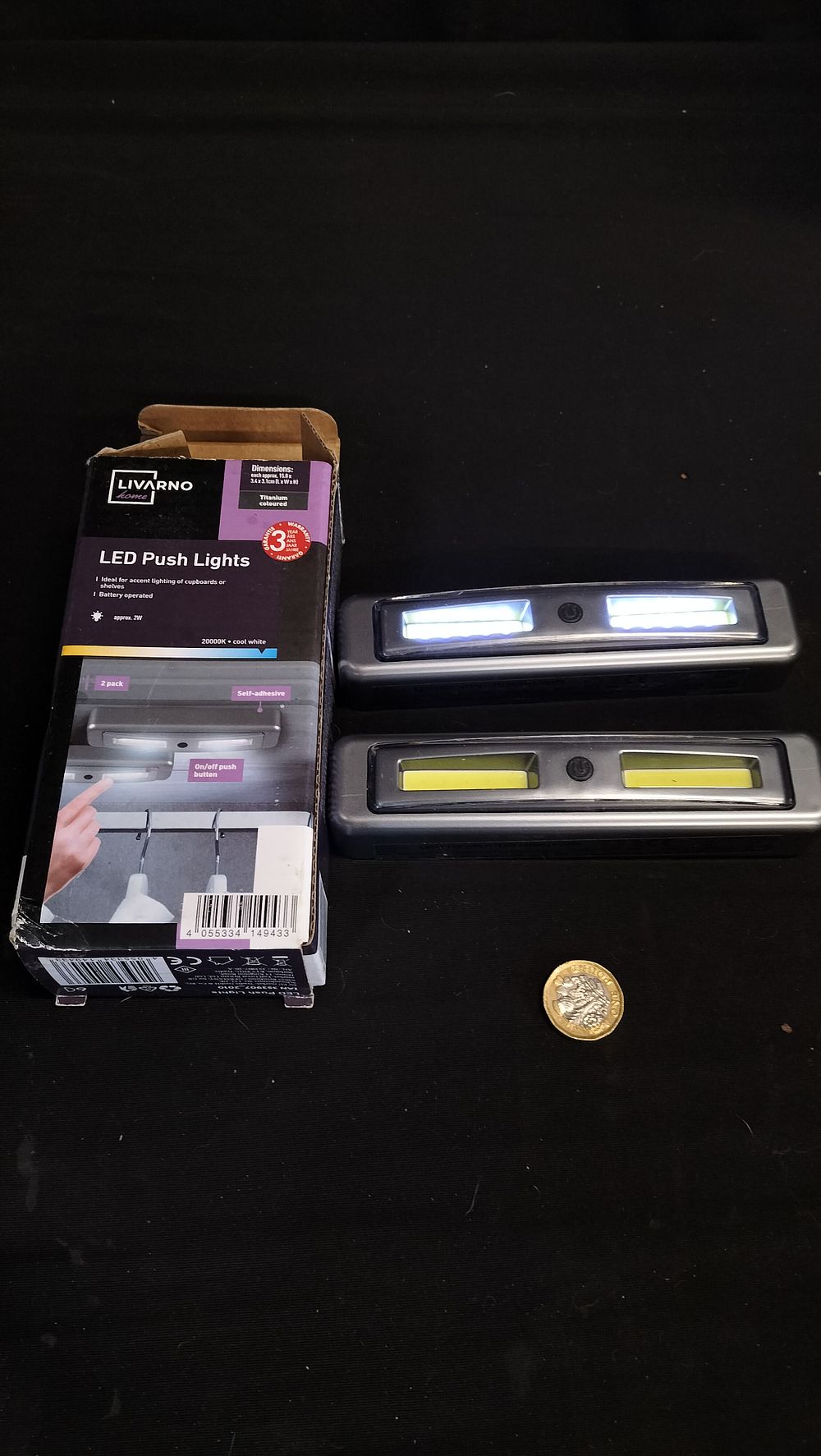 Lot 656:  2x LED push lights