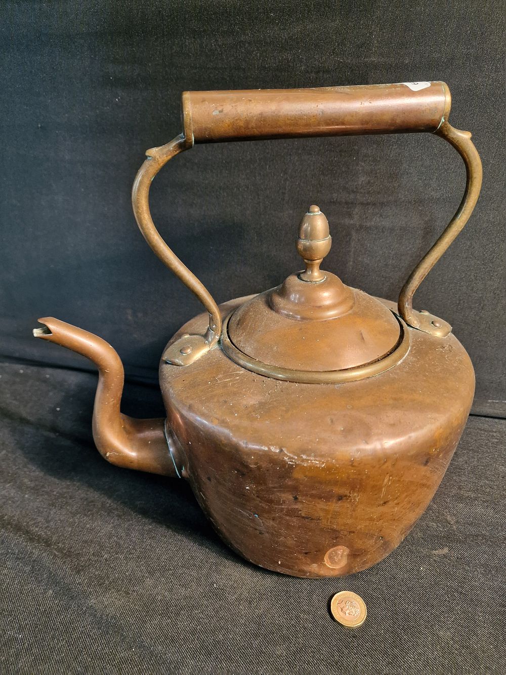 Lot 328: Large Vintage Copper Kettle