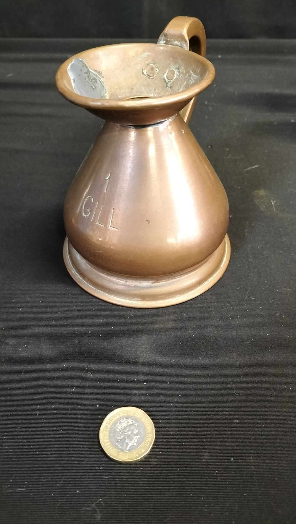 Lot 678: Copper 1 Gill pitcher jug 