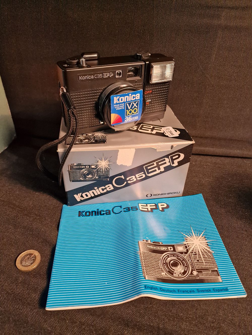 Lot 341: Vintage Konica C35 EFP Camera in Box a/f