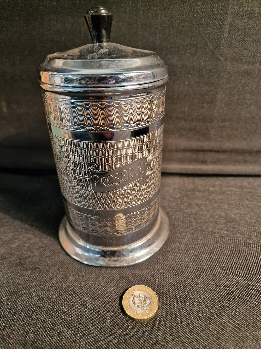 Lot 343: Vintage Metal Preserve Jar and Lid