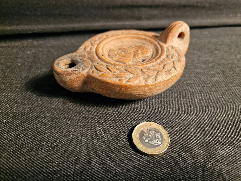 Lot 345: Vintage Terracotta Oil Lamp Celebrating The Prolian Jubilee in 1963