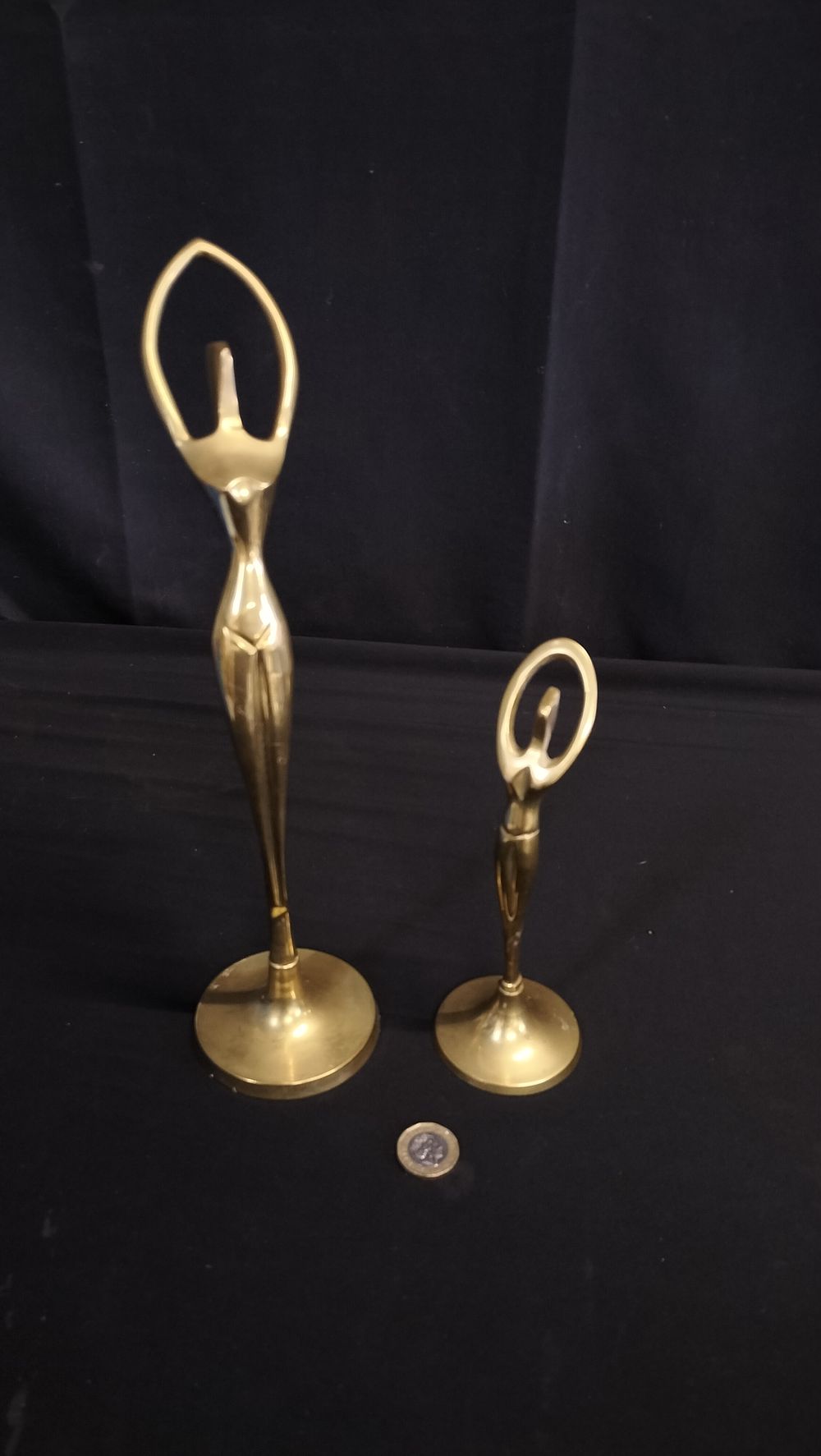 Lot 687: Two brass ballerina sculptures