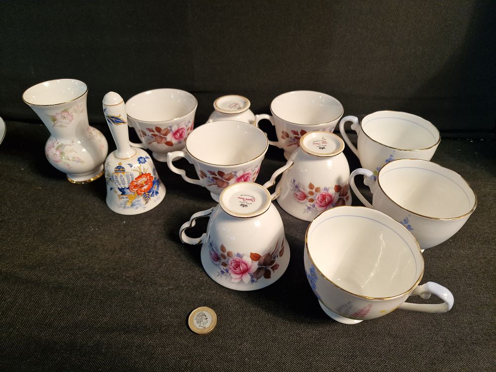 Lot 361: Selection of Vintage Bone China inc Royal Grafton and Queen Anne Tea Cups