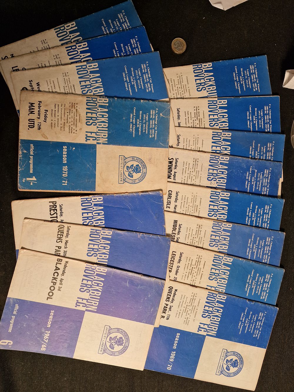 Lot 372: Selection of Vintage Blackburn Rovers Home Programmes 1967-71