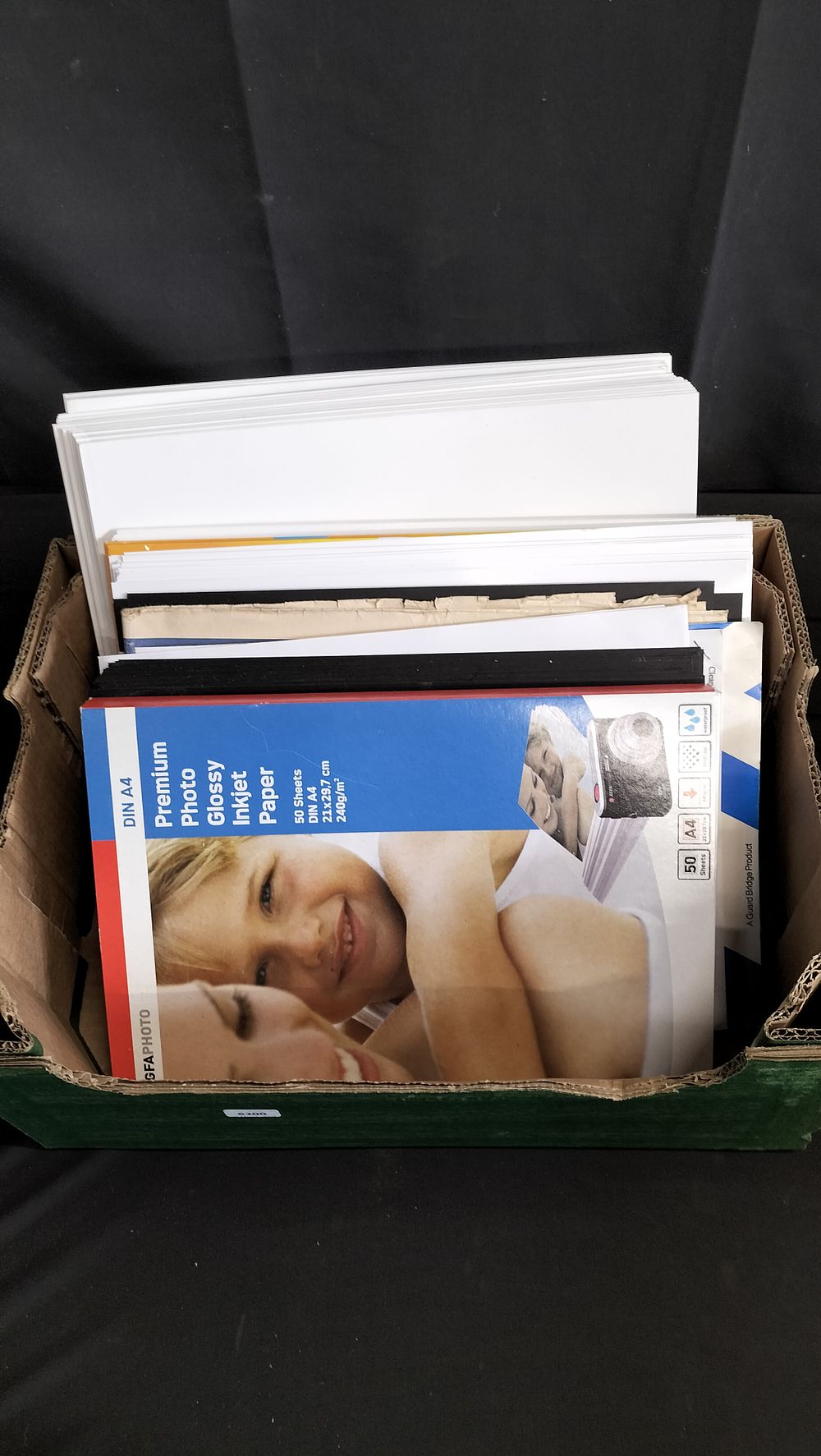 Lot 738: Box of various card photo paper and other...