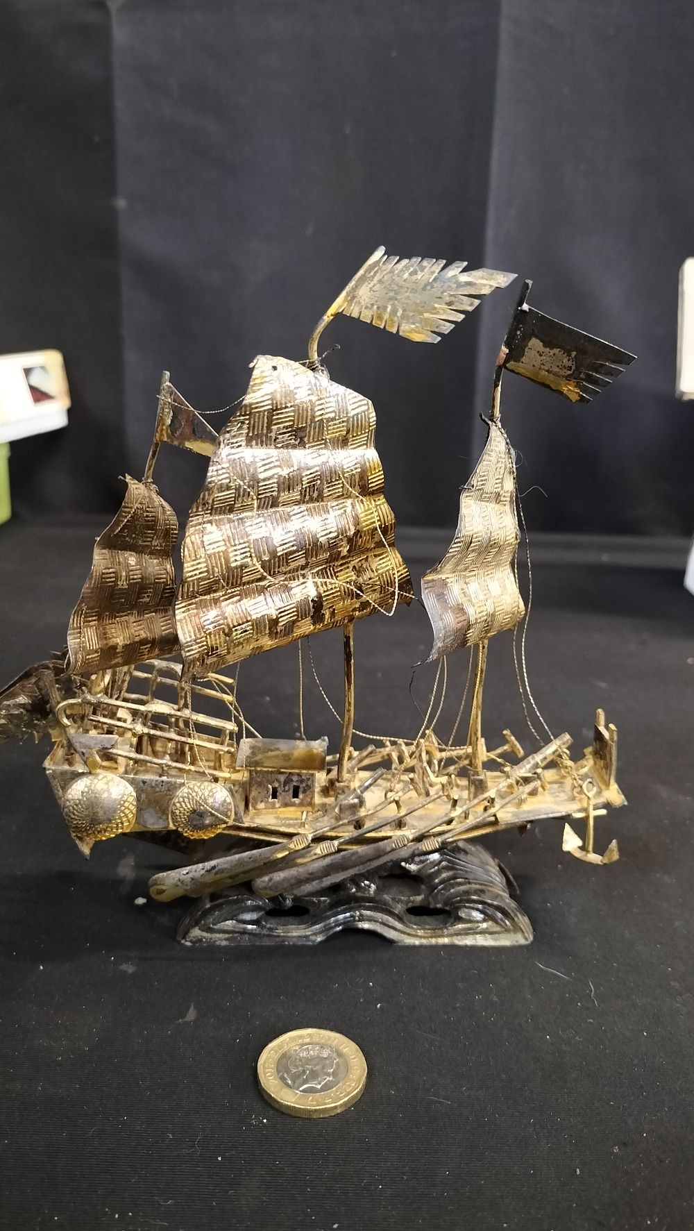 Lot 750: Brass coloured ship