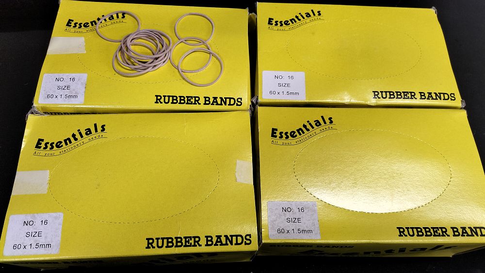 Lot 787: 4 boxes of Essentials rubber bands 60 x...