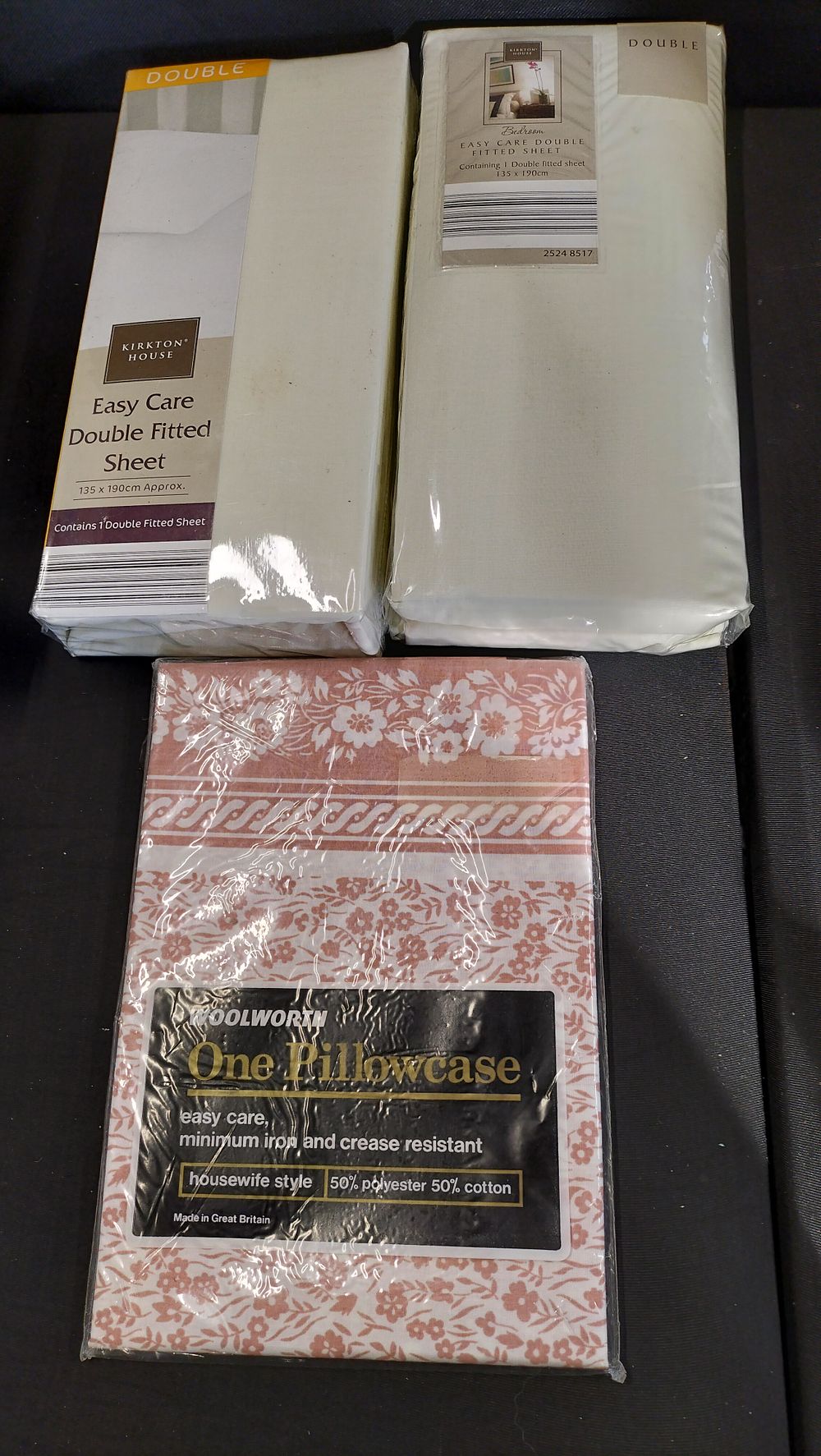 Lot 633: Two new double fitted sheets and a single...