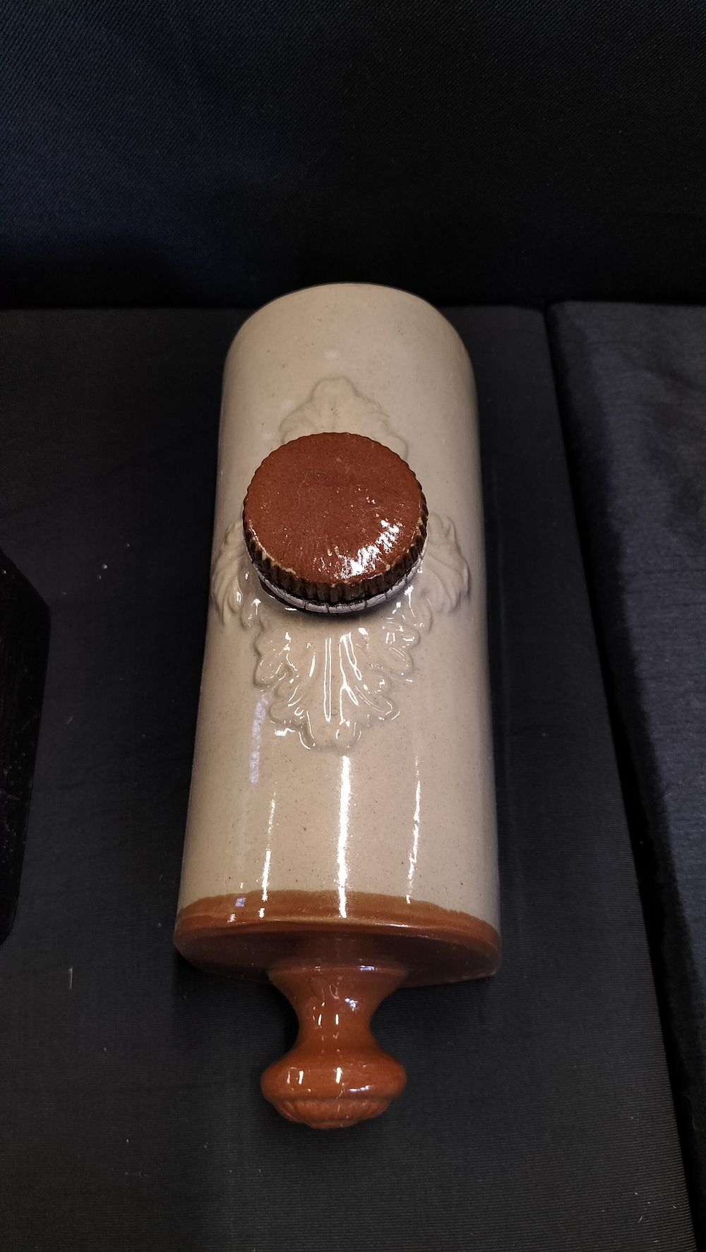 Lot 658: Vintage Stoneware bed warmer 