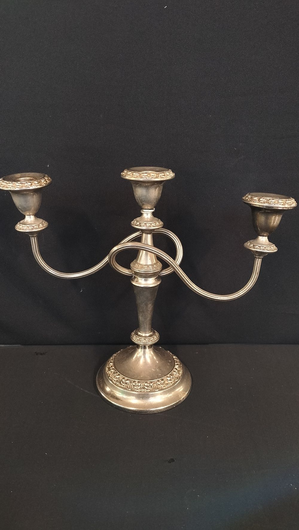 Lot 701: Three arm candleabra 