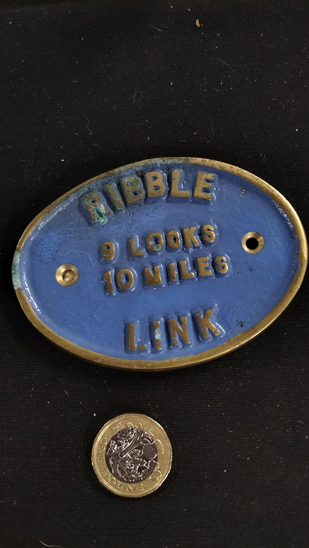 Lot 795: Brass Ribble Link canal lock plaque 