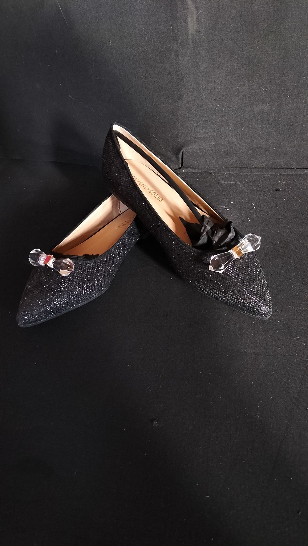Lot 626: JD Williams. Heavenly soles black flat shoes with...