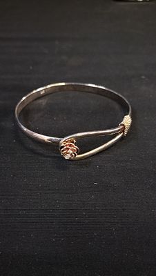 Sterling Silver Bangle with Flower clasp