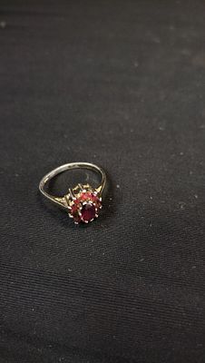 Gold plated Sterling Silver Ring set with red Stones