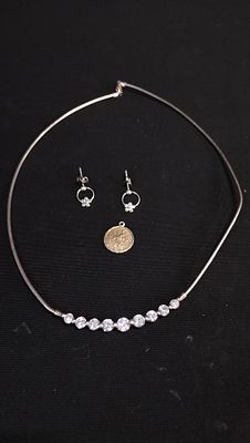 Sterling Silver Necklace, Earrings and a St, Christopher Pendant