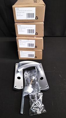 Four Boxes of Brand New Serozzetta Satin Chrome Bathroom Door Handles With Hardware