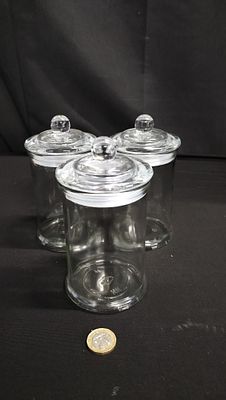 Three New Glass Toffee Jars With Lids
