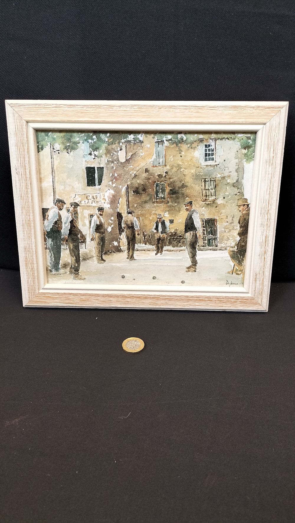 Lot 192: Framed Picture of a Boules Game. Measures approx...