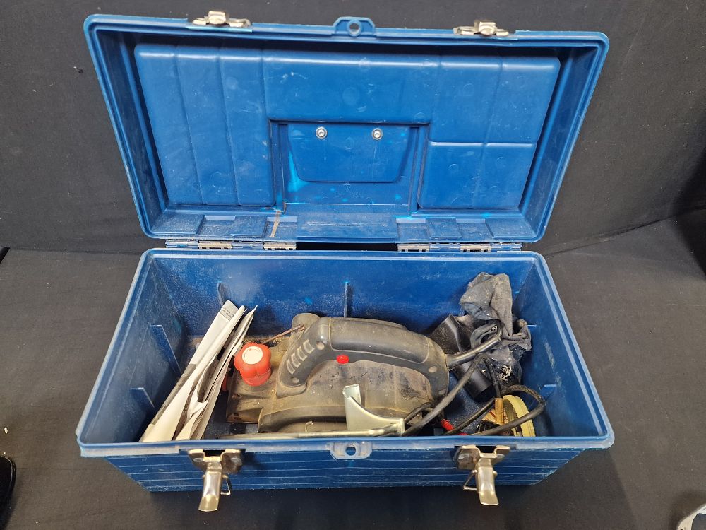 Lot 203: 82mm Power Planer in Toolbox with Accessories