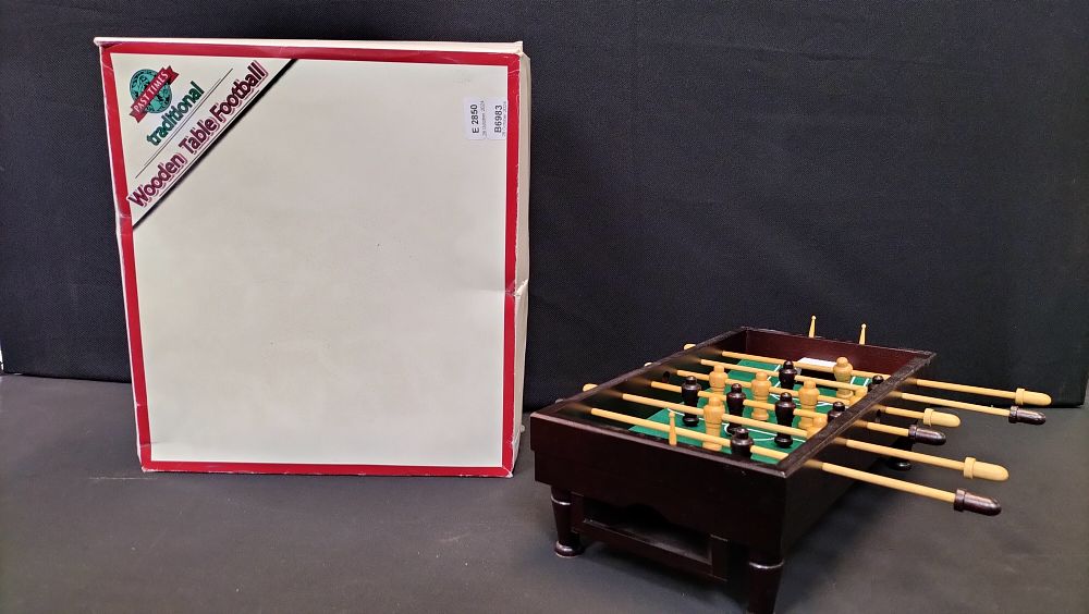 Lot 195: Past Times Wooden Table Football Game. No Footballs 