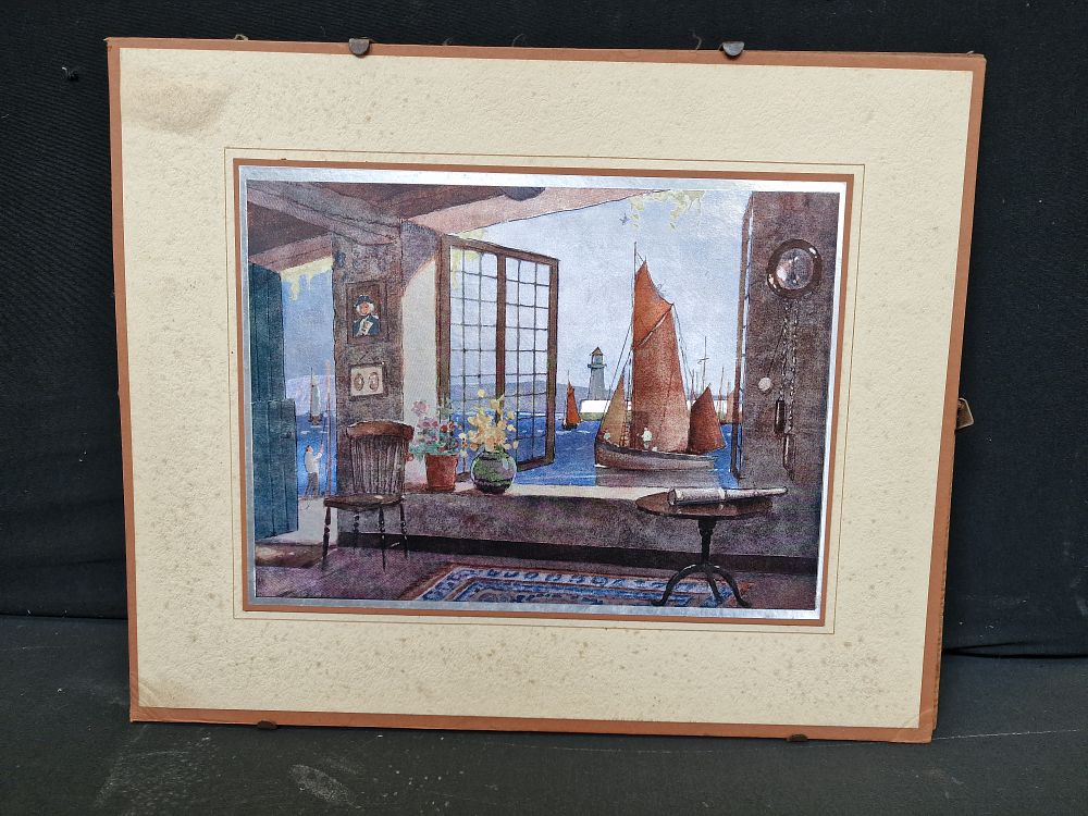 Lot 205: Framed Print Titled "Eleanor's Cottage," Part of a set of handcrafted foil art from the 1950s by M.P.F. Pictures of Distinction Approx 41x34cm