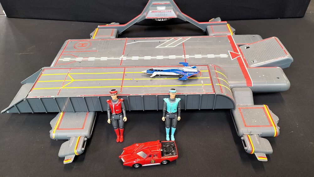 Lot 197: Captain Scarlet Cloud Base. Two Figures, and Vehicles 