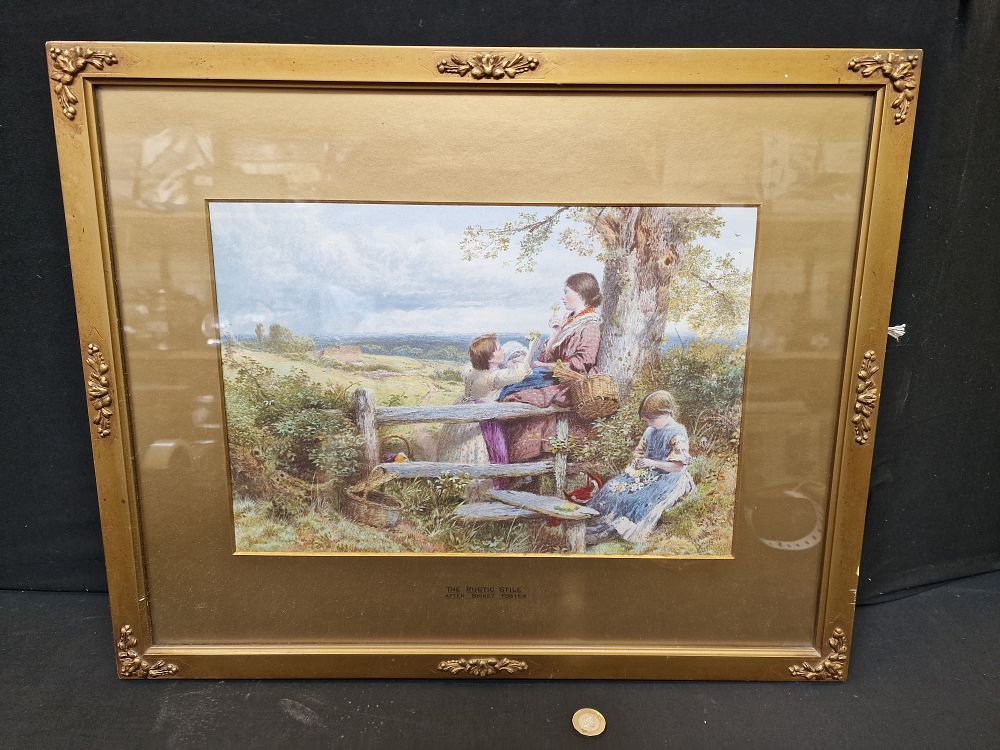 Lot 208: Framed Print of The Rustic Stile After Burket Foster in Ornate Frame Approx 55x45cm