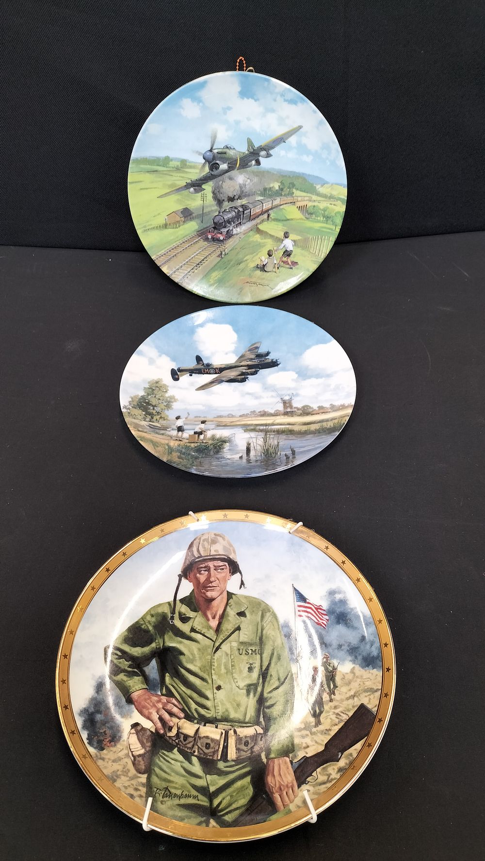 Lot 200: Three Royal Doulton Collectable Plates. John Wayne. Lancaster...