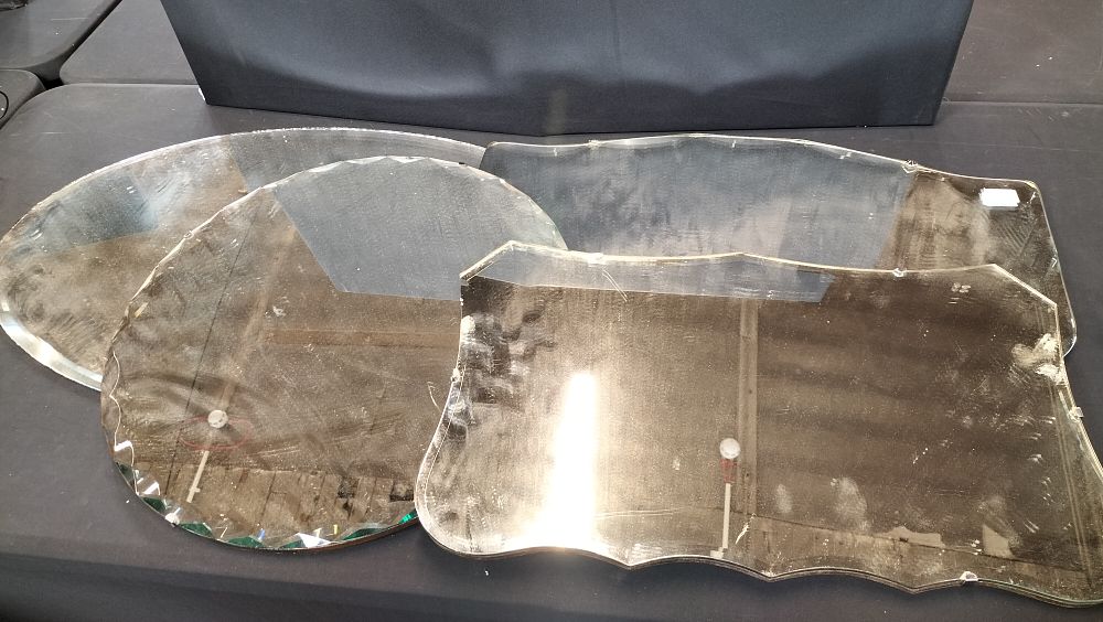 Lot 226: Four Vintage Bevelled Edge Mirrors 