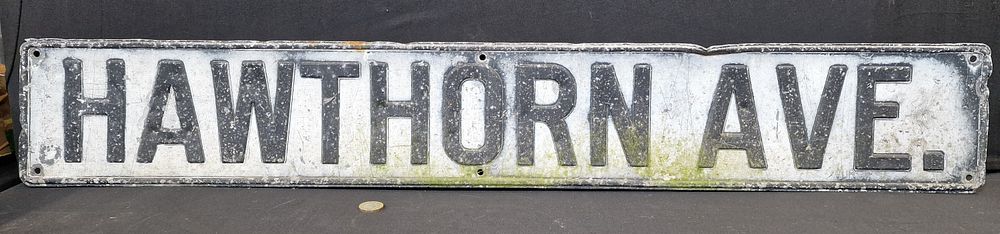 Lot 297: Vintage Hawthorn Ave Street Sign Approx 98cm Length COLLECTION ONLY