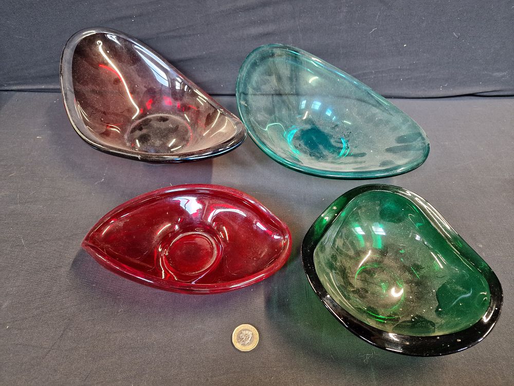 Lot 322: Four Coloured Glass Bowls